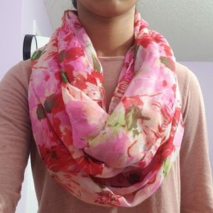 Pink Floral Infinity Scarf
